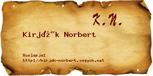 Kirják Norbert névjegykártya